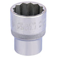 A close-up image of the Draper Elora Whitworth Bi-Hexagon Socket, 1/2" Sq. Dr., 1/2" - 770-LW 1/2, made from premium chrome vanadium steel, featuring engraved text on its side for easy identification.