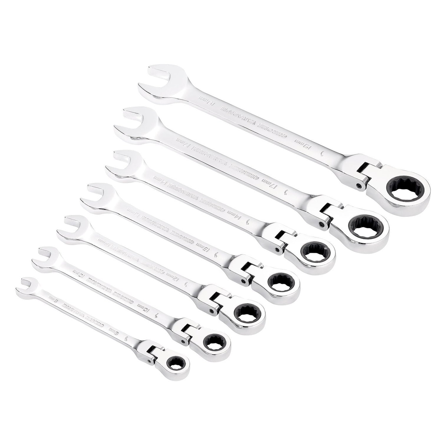 Draper Hi-Torq® Metric Flexible Head Ratcheting Combination Spanner Set (7 Piece) - 8230FMM/7 - Farming Parts