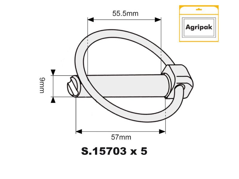 Sparex Agripak 5 pcs. Round Linch Pin 9mm x 57mm | S.25703 - Product Image 4