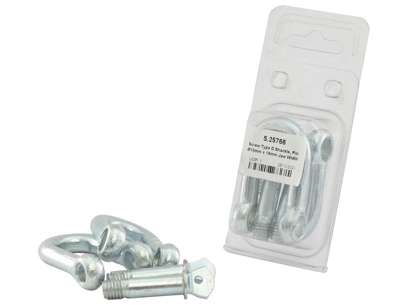Agripak D Shackle Screw Type Ø10x18 MM Heavy-Duty Set - Sparex Part S.25766