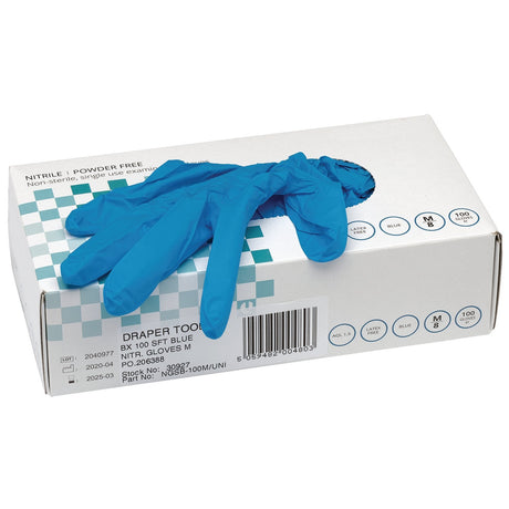 Draper Nitrile Gloves, Medium, Blue (Pack Of 100) - NGSB-100M/UNI - Farming Parts