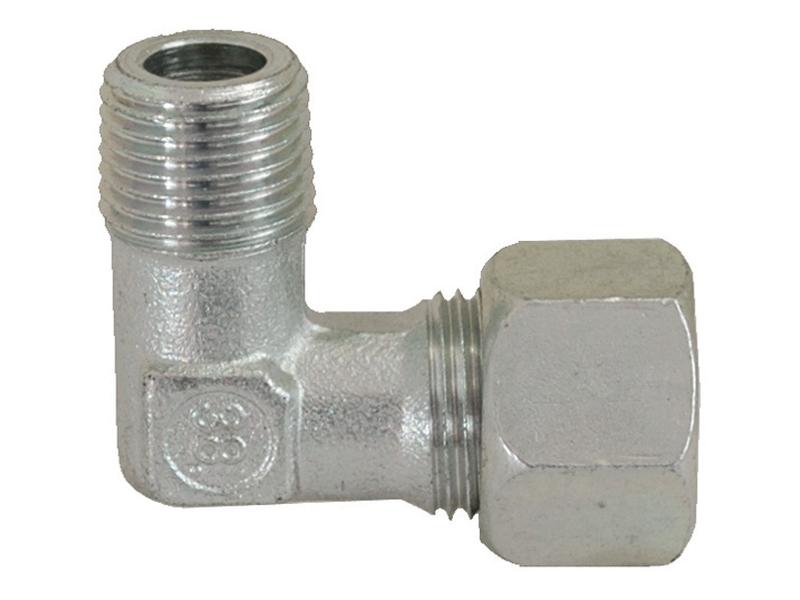 Hydraulic Metal Pipe Angled Stud Coupling G.e.v. 10L - 1/4in BSP 90 Compact - Sparex Part S.34092