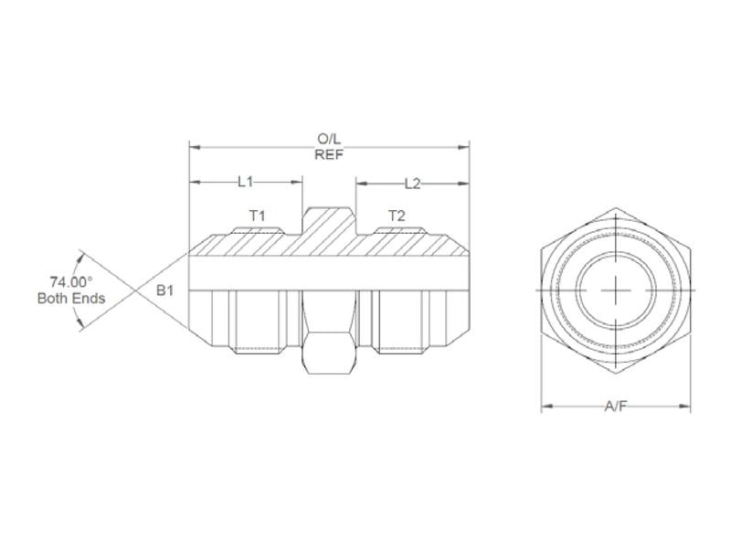 Sparex Hydraulic Adaptor 1-1/16'' JIC Male x 1-1/16'' JIC Male | S.35070 - Product Image 2