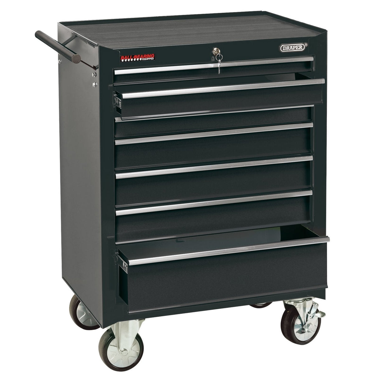 Draper Roller Tool Cabinet, 7 Drawer, 26", Black - RC7D/BK - Farming Parts