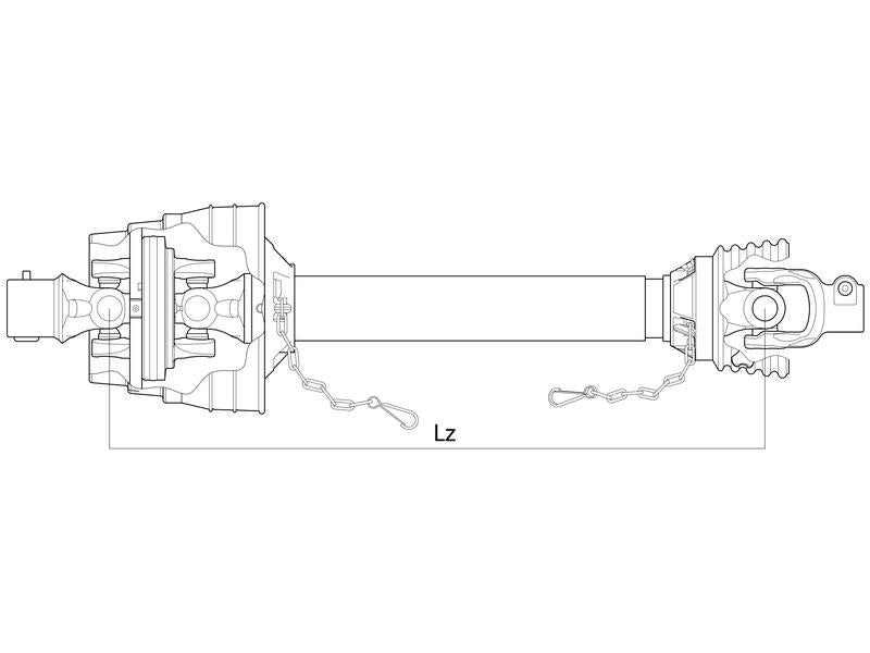 Weasler PTO Shaft - EUCV Wide Angle - One End, (Lz) Length: 860mm, 1 3/8'' x 6 Spline 80° W.A. Slide Lock to 1 3/8'' x 6 Spline Slide Lock | S.39044 - Product Image 2
