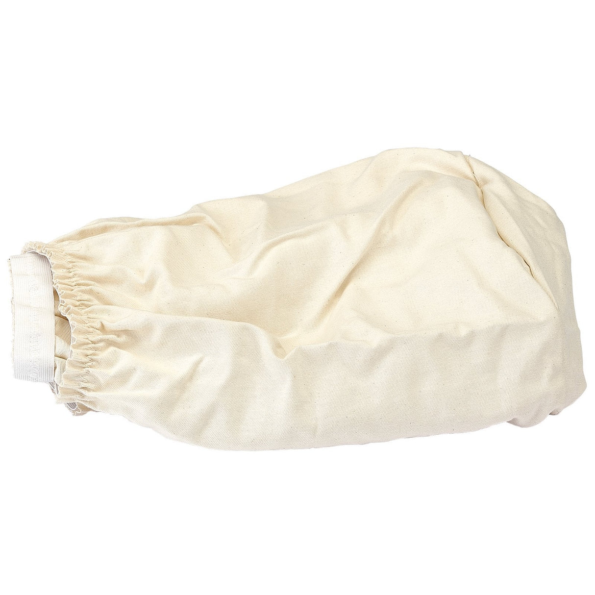 A crumpled Draper Drum Filter (For Stock No. 40131) - ADE28, featuring a light beige cloth with an elastic cuff.