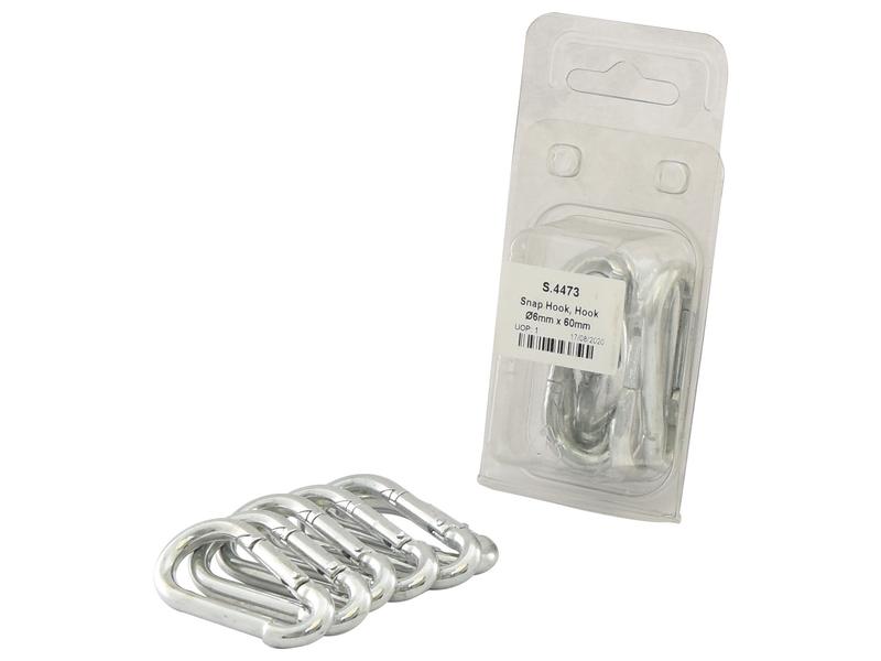 Sparex Agripak Snap Hook 6x60mm Multi-Purpose Steel Pack of 6 | S.4473