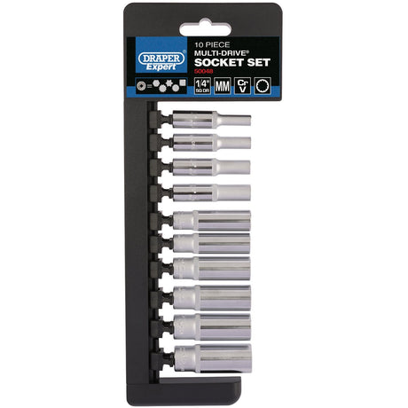 Draper Multi-Drive® Metric Deep Socket Set, 1/4" Sq. Dr. (10 Piece) - B10MD/MDS/E - Farming Parts