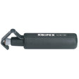 The Draper Knipex 16 30 135 Sb Cable Sheath Stripper, featuring a black handle and a branding label on the side, is designed for professional-quality wire stripping with adjustable cutting depth.