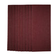 A vertical stack of Draper 1/2 Sanding Sheets, 115 X 280mm, 40 Grit (Pack Of 10) - SSA6, crafted with durable aluminium oxide in a maroon hue, is aligned against a white background.