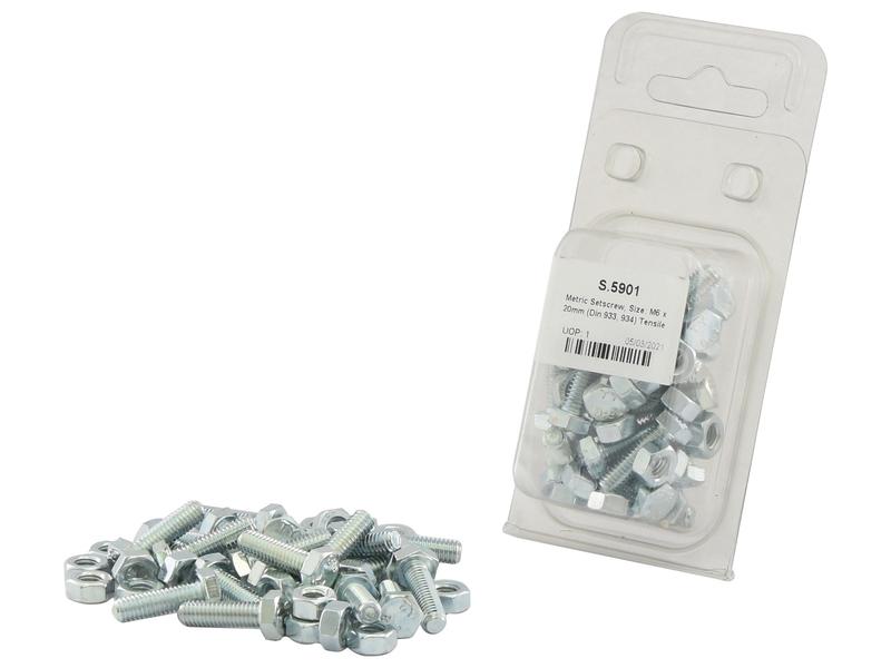 Agripak M6x20 MM Metric Setscrews Pack of 20 for Fastening - Sparex Part S.5901