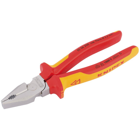 Draper Knipex 02 06 200 Fully Insulated High Leverage Combination Pliers, 200mm - 02 06 200 - Farming Parts