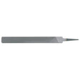 The Draper Smooth Cut Hand File, 12 X 150mm - HF/3 is a flat metal file with a tapered end, crafted from carbon chrome steel, designed for smoothing and shaping surfaces.