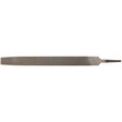 The Draper Second Cut Flat File, 12 X 250mm - FF/2, a carbon chrome steel tool with a tapered end and rust preventative finish, is displayed against a white background.