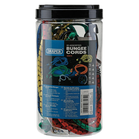 Draper Assorted Bungee Cords (Pack Of 20) - AB20/C - Farming Parts