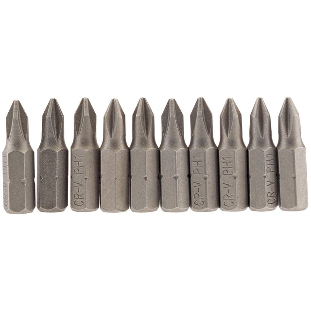 Draper Cross Slot Insert Bit, 1/4" Hex, 25mm Long, No.1 (Pack Of 10) - 25CS/10/B - Farming Parts