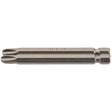 The Draper Cross Slot Insert Bit, 1/4" Hex, 75mm Long, No.3 (Pack of 2) - 75CS/2/B, is designed with a star-shaped tip for use with compatible screws. Manufactured by Draper from Chrome vanadium steel, it includes a hexagonal shank for secure attachment to driver tools and features a shot blasted finish for enhanced durability.