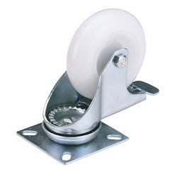 Draper Swivel Plate Fixing Nylon Wheel With Brake, 75mm Diameter, S.W.L. 70Kg - 60475PB - Farming Parts