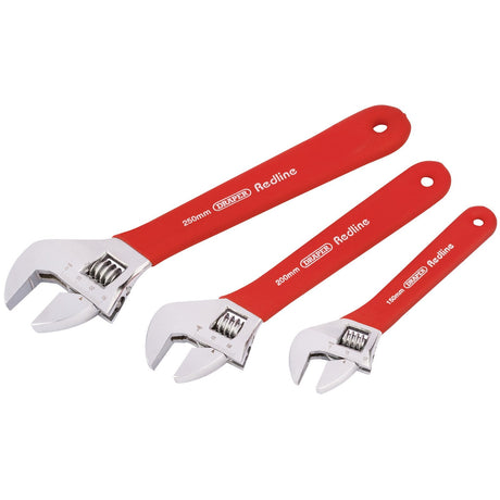 Draper Redline Soft Grip Adjustable Wrench Set (3 Piece) - RL-AWSG/3/B - Farming Parts