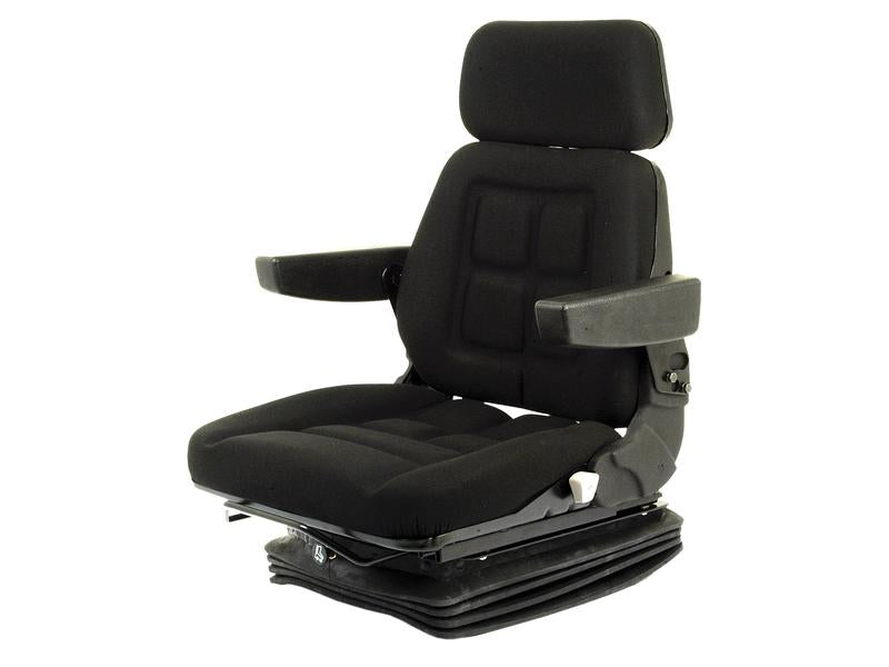Air Adjustable Suspension Seat 12V with Armrests Black - Sparex Part S.71659