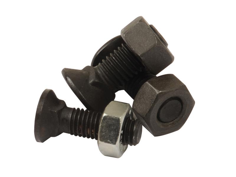Countersunk Head Bolt 2 Nibs with Nut (TF2E) - M14 X 35 MM, Tensile Strength 8.8 - Sparex Part S.76116