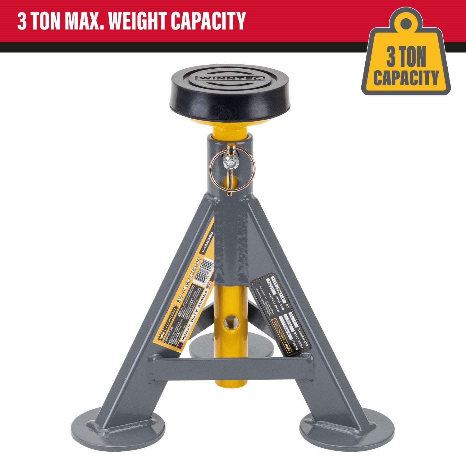 WINNTEC® 3 Ton Low-Profile Pin Jack Stands - IP-09850