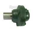 The Coulter Hub Assembly - RH & LH (Kverneland) by Sparex, part number S.77376, is a green metal mechanical coupling with a 34mm cylindrical shaft designed for connecting two rotating shafts in machinery.