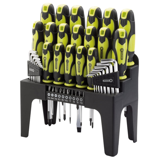 Draper Screwdriver, Hex Key And Bit Set, Green (44 Piece) - 864/44/G - Farming Parts