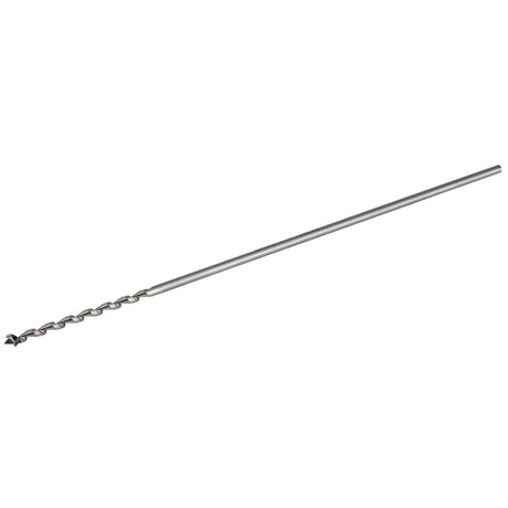 The Draper Mortice Bit for 48014 Mortice Chisel and Bit, 1/4" - 245B by Draper is a long, slender metal drill bit featuring a twisted design and a finely ground pointed tip, meticulously crafted from high carbon steel, ideal for drilling precise holes.