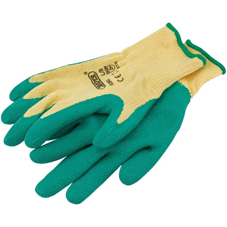 Draper Heavy Duty Latex Coated Work Gloves, Large, Green - HDLGA/B - Farming Parts