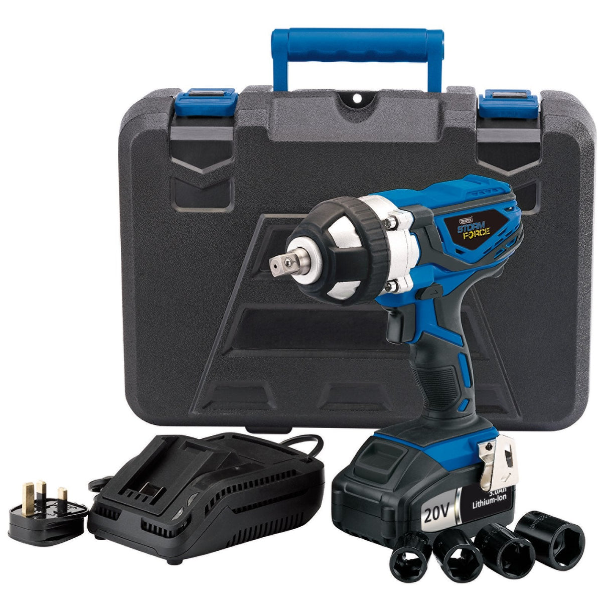 Draper Storm Force® 20V Impact Wrench, 1/2" Sq. Dr., 400Nm, 2 X 3.0Ah Batteries - CIW20LISF - Farming Parts