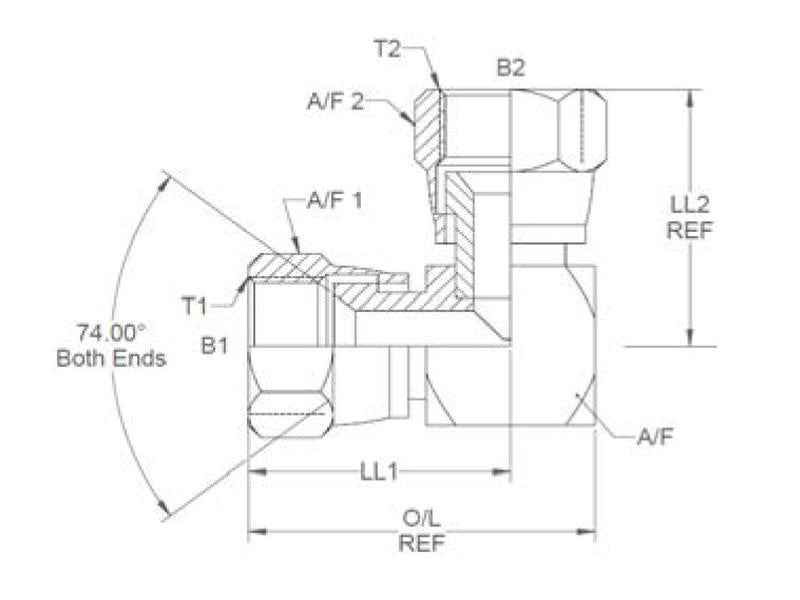 Sparex Hydraulic Adaptor 3/4'' JIC Swivel Female x 3/4'' JIC Swivel Female 90° Compact Elbow | S.8564 - Product Image 3