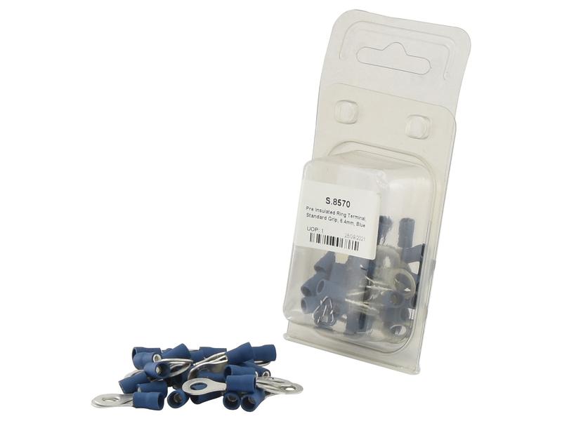 Pre-Insulated Ring Terminal 6.4mm 600V Blue 25-Pack | Sparex S.8570
