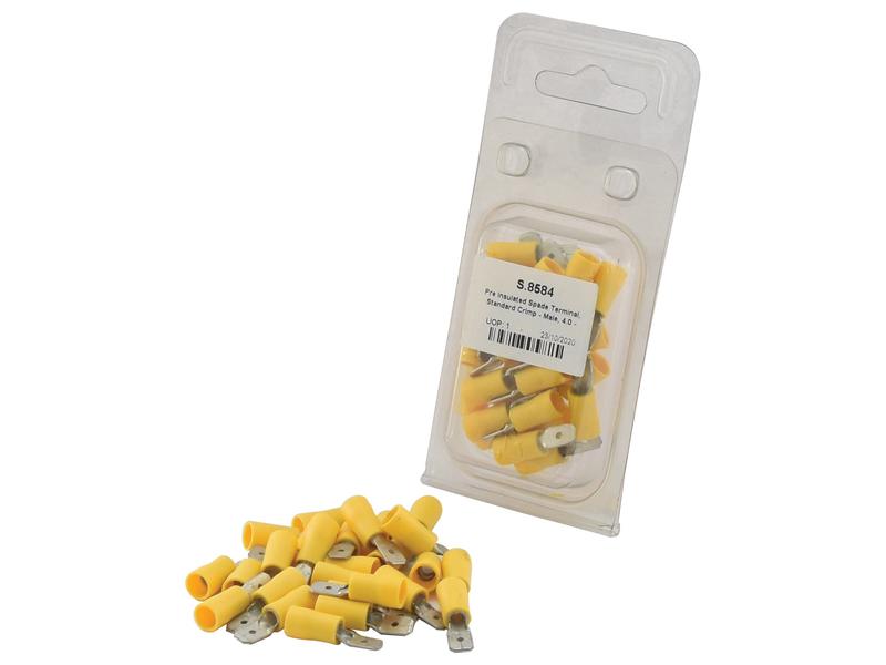 Sparex Agripak 25pcs Male Spade Terminal 6.3mm Yellow | S.8584