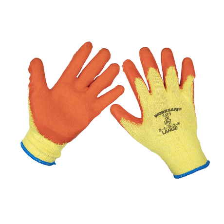 Super Grip Knitted Gloves Latex Palm (Large) - Pack of 12 Pairs - 9121L/12 - Farming Parts