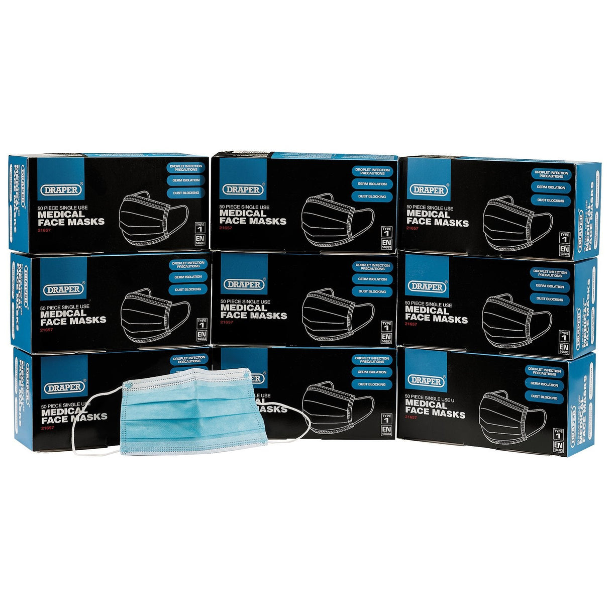 Draper Single Use Medical Face Masks – Bulk Buy (50 Piece) - *MFM - Farming Parts