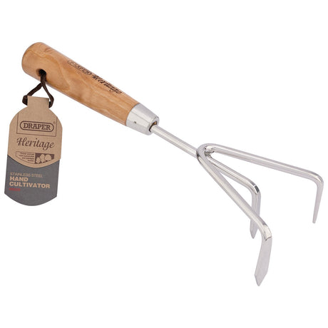 Draper Heritage Stainless Steel Hand Cultivator With Ash Handle - DGHCG/L - Farming Parts