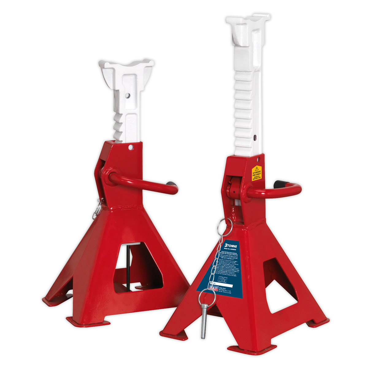 Axle Stands (Pair) 3tonne Capacity per Stand Auto Rise Ratchet - AAS3000 - Farming Parts