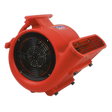 The Sealey Air Dryer/Blower 2860cfm 230V - ADB3000 is a red portable air mover with a black industrial fan, designed for drying surfaces. It features composite housing, a handle on top, and vents on the side, providing an impressive airflow of 81m³/min.