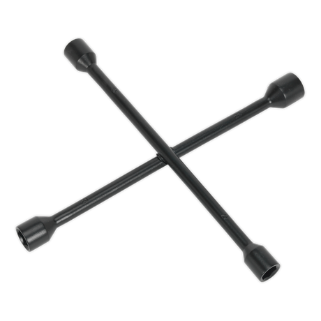 Two Sealey Wheel Brace 4-Ways (17, 19, 21, and 22mm) in black forged construction are crossed in an X shape.