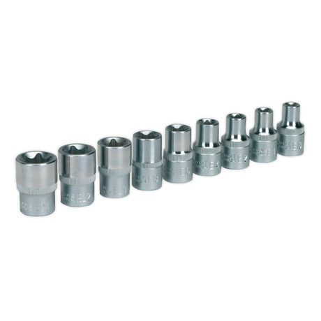 TRX-Star* Female Socket Set 9pc 1/2"Sq Drive E10-E24 - AK230 - Farming Parts