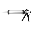 The Sealey Caulking Gun for 400ml Sausage Packs & 310ml Cartridges (model AK3801), featuring an aluminium tube and a black handle, is displayed against a white background.