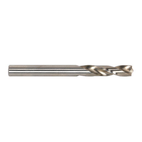 A close-up image of the Sealey HSS Cobalt Spot Weld Drill Bit Ø6 x 66mm - AK4728, showcasing its twisted design and metal construction optimized for drilling out spot welds in high-stress steels.