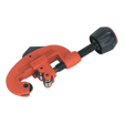 A Sealey Pipe Cutter Ø3-32mm - AK5051 with a red body and black handle and adjuster knob, perfect for cutting metal tubing.