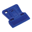 The Composite Razor Blade Holder Pack of 5 - AK5227 by Sealey is a blue plastic tool, engraved with the text "CAUTION: SHARP BLADE" and crafted from durable composite material. It is ideal for use with Sealey Composite Razor Blades for precise cutting tasks.