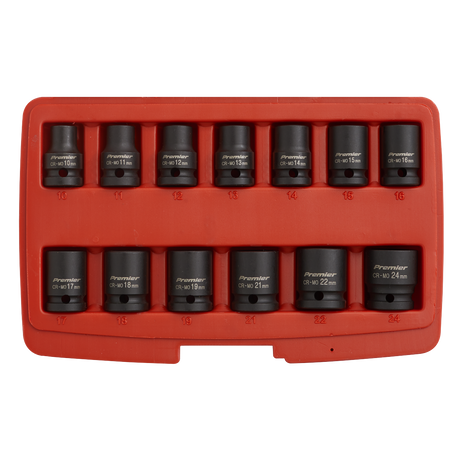 Impact Socket Set 13pc 1/2"Sq Drive 12-Point - AK5614M - Farming Parts
