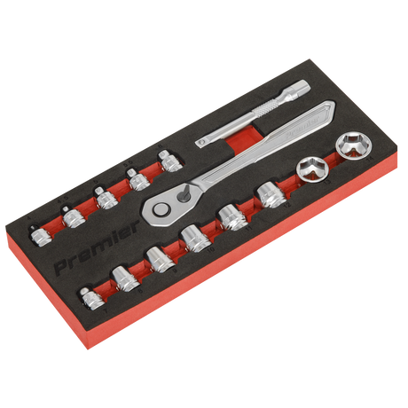 Low Profile Socket Set 15pc 1/4"Sq Drive Metric - Platinum Series - AK5783 - Farming Parts