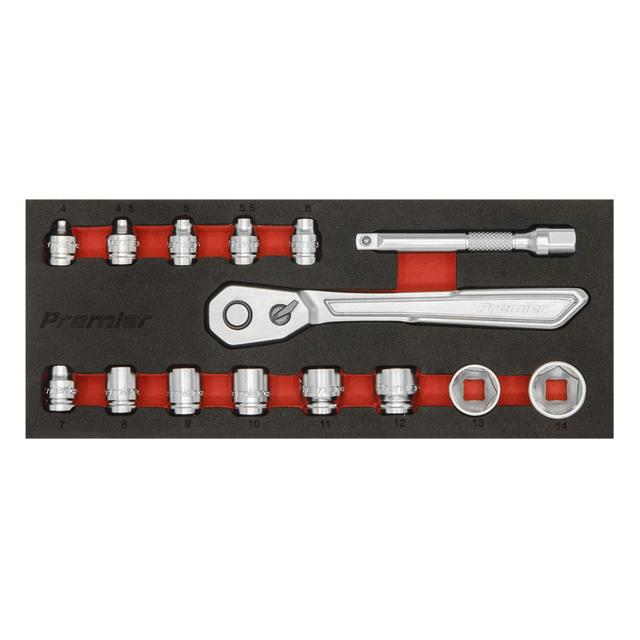 Low Profile Socket Set 15pc 1/4"Sq Drive Metric - Platinum Series - AK5783 - Farming Parts