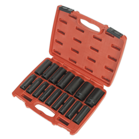 Impact Socket Set 16pc 1/2"Sq Drive Deep Metric - AK5816M - Farming Parts