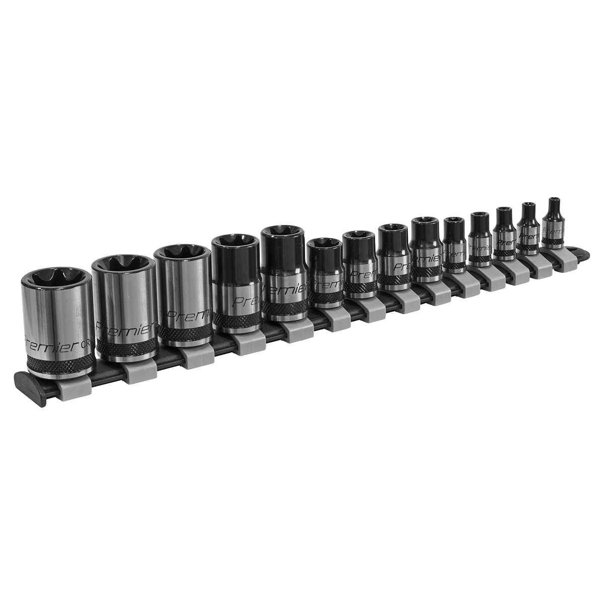 TRX-Star* Socket Set 14pc 1/4", 3/8" & 1/2"Sq Drive E4-E24 Black Series - AK618B - Farming Parts